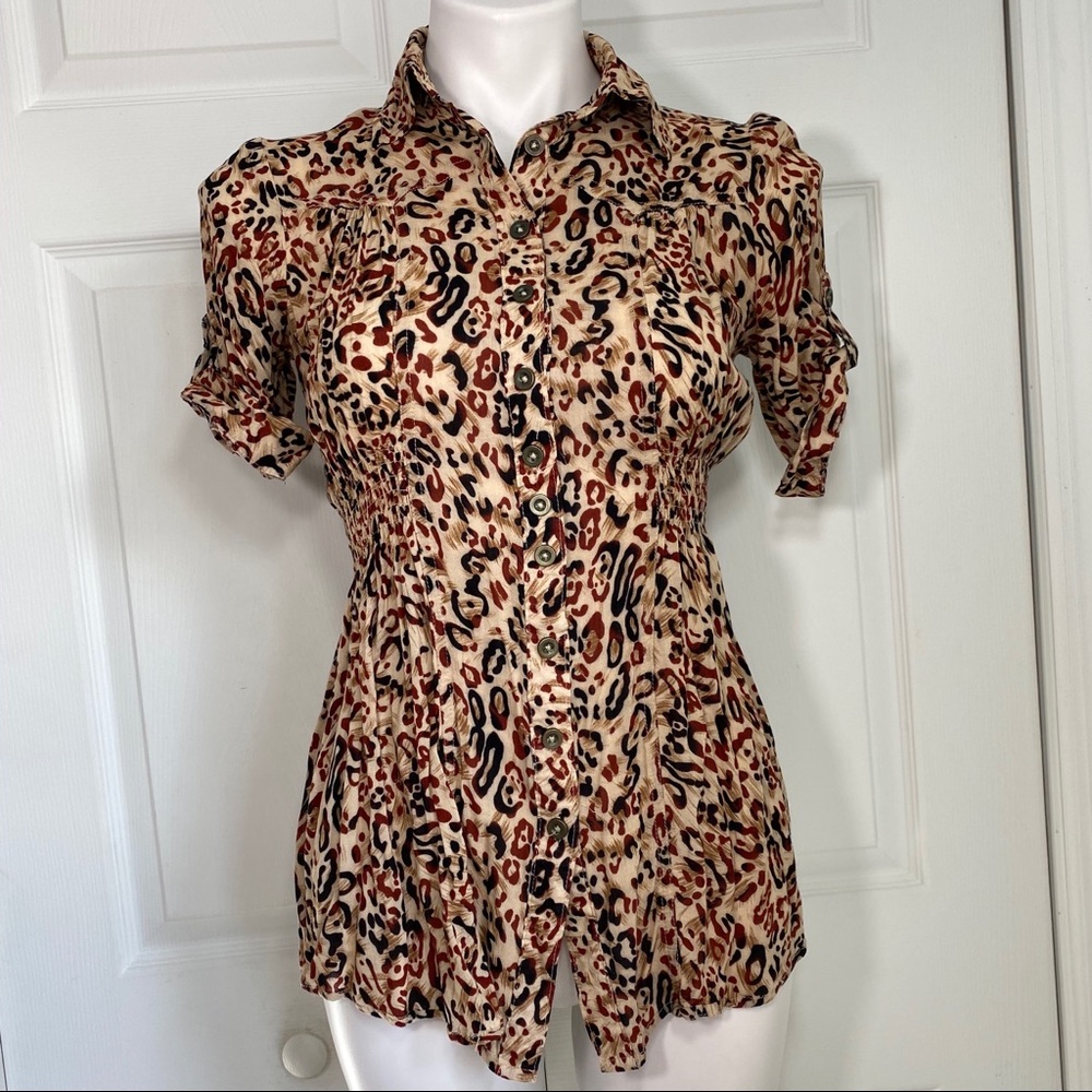 Mine Leopard Print Button Down Top - image 3